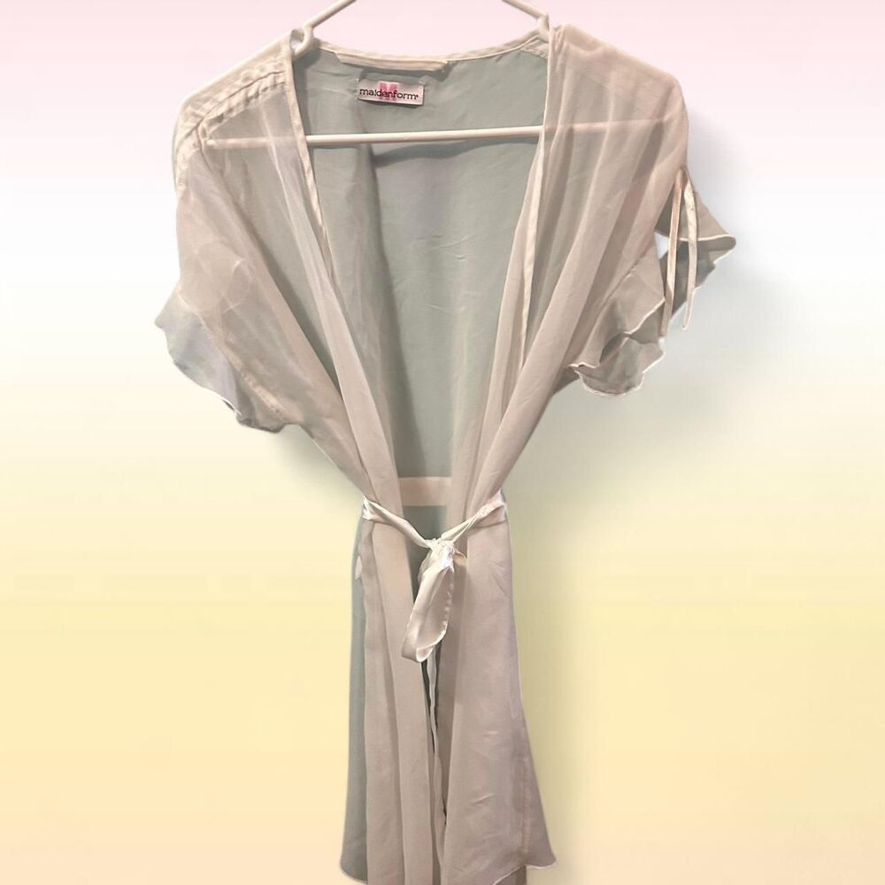 White sheer coverup with tie